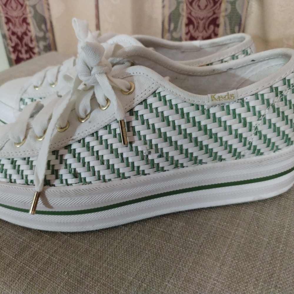 Keds Women's White and Green Sneakers
